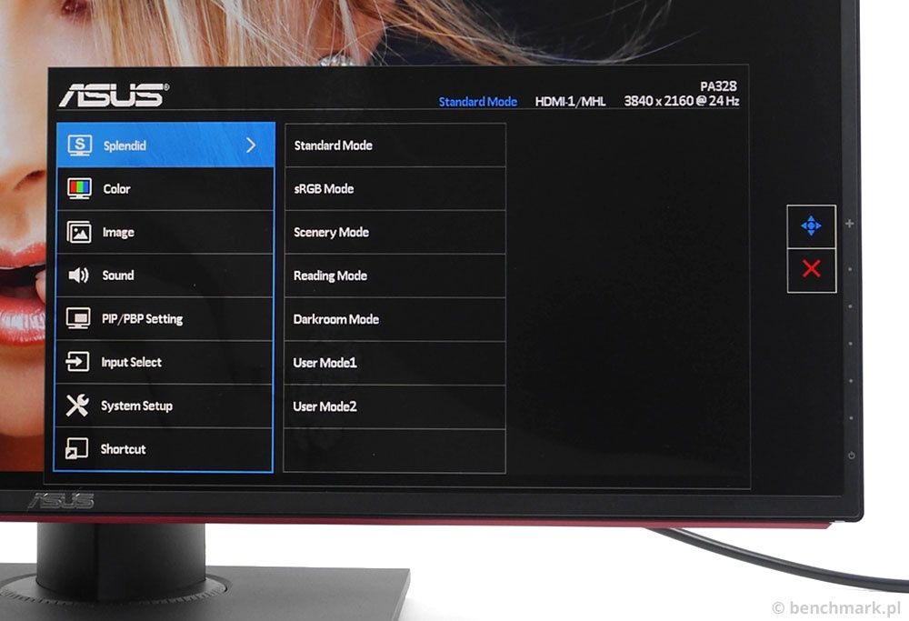 Asus PA328 menu OSD
