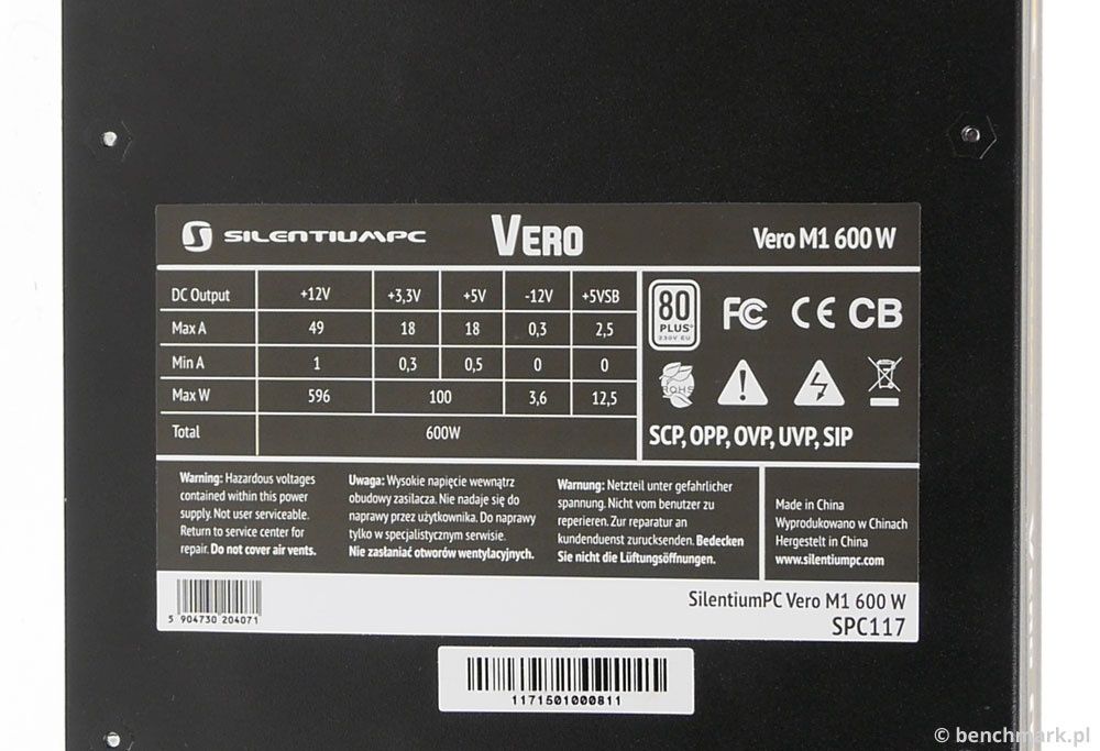SilentiumPC Vero M1 600W - zasilacz