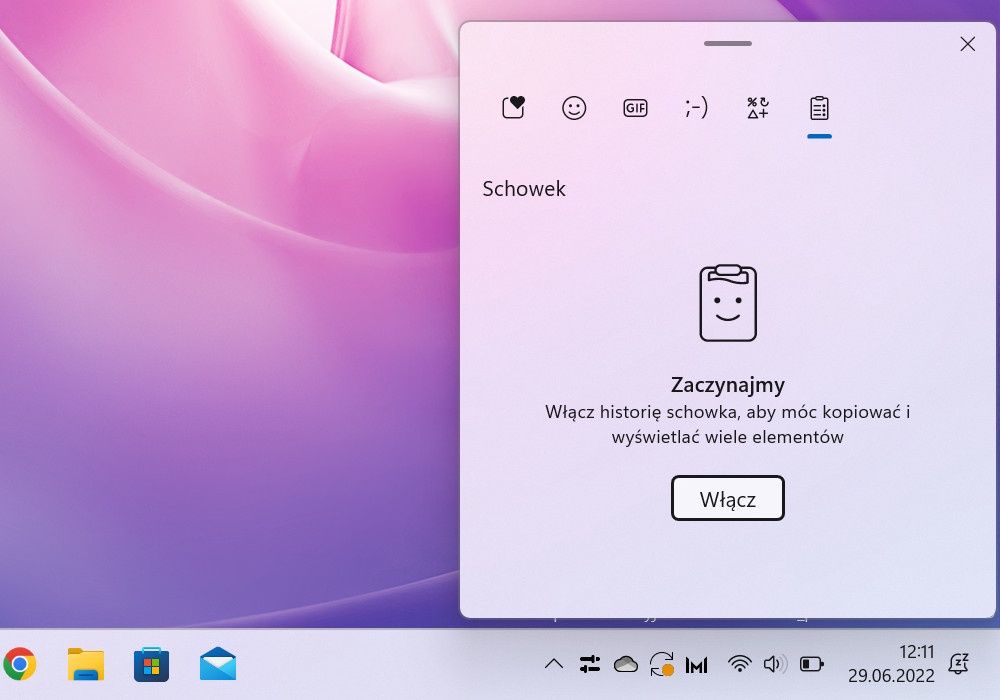 Windows 11 schowek włącz