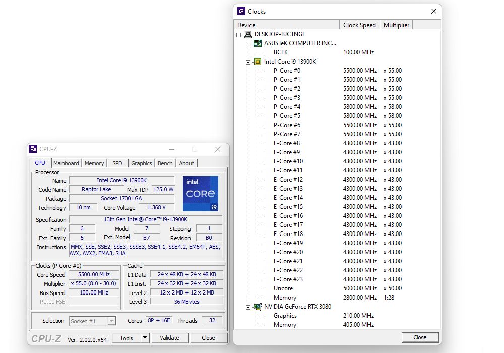 Intel Core i9-13900K - maksymalne taktowanie jednego rdzenia