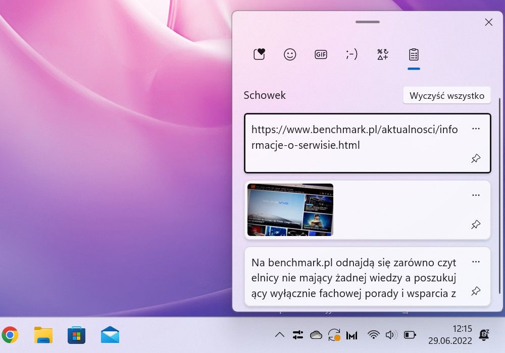 Windows 11 schowek róg