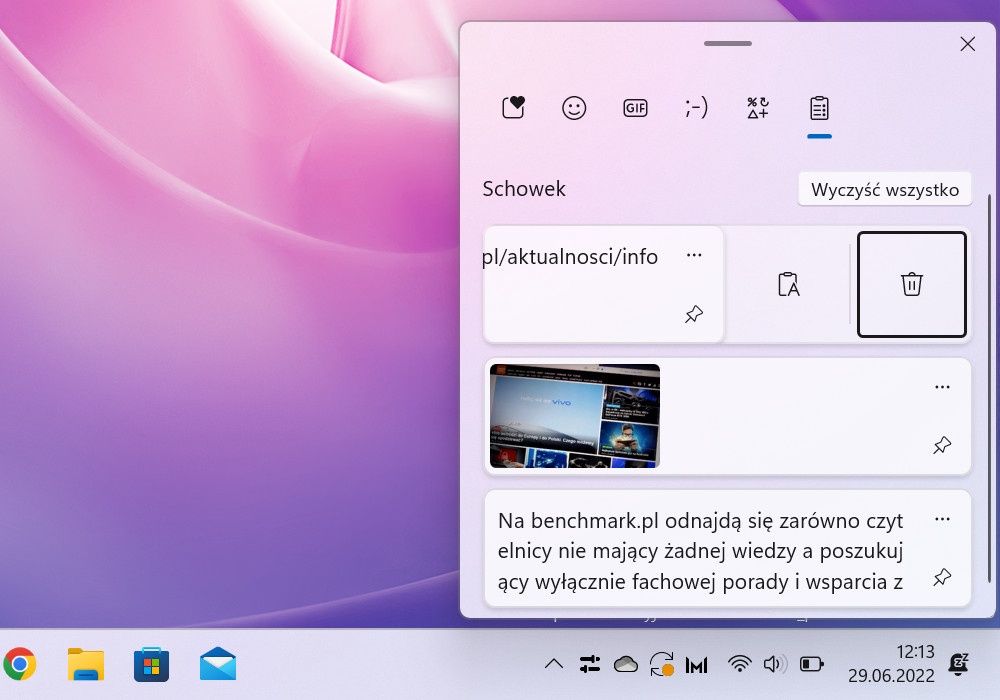 Windows 11 schowek usuń