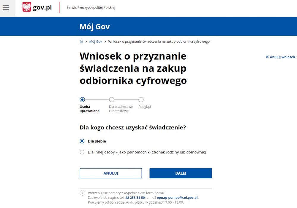 dekoder 100 wniosek