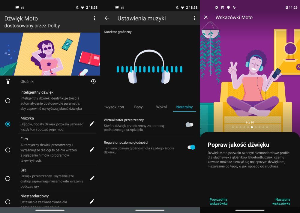 Motorola Moto G8 Power ustawienia Dźwięk Moto