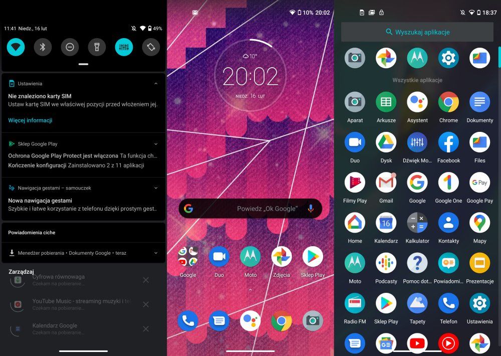 Motorola Moto G8 Power okna systemowe