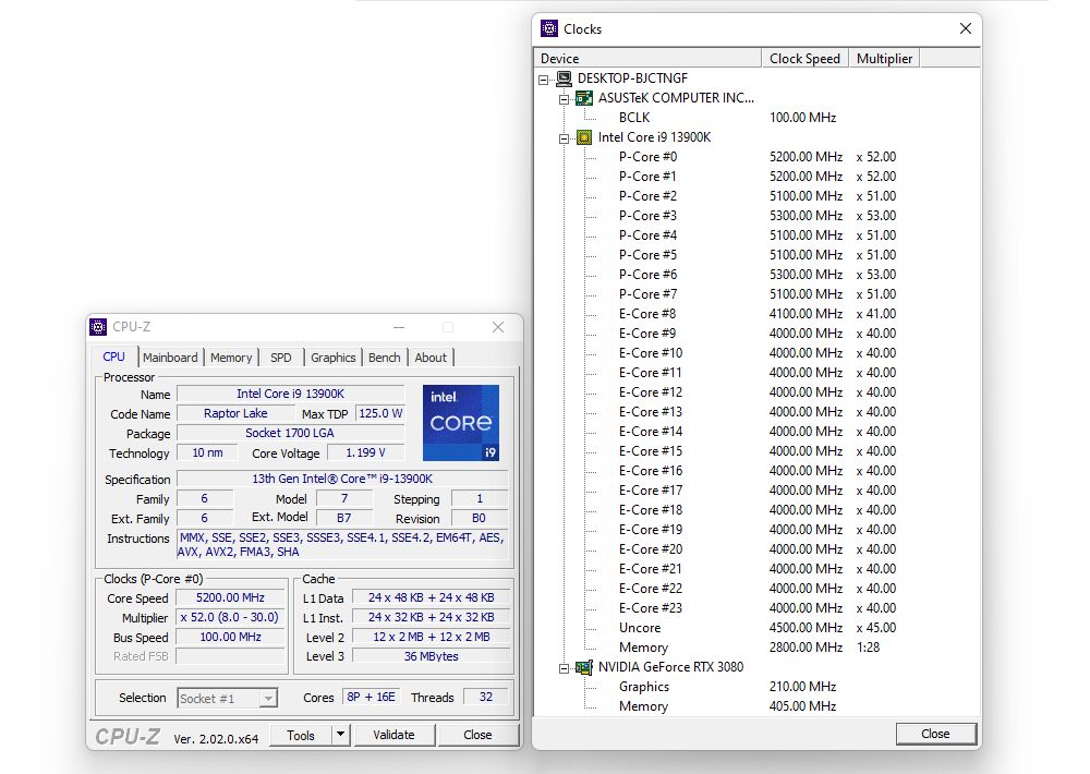Intel Core i9-13900K - maksymalne taktowanie wielu rdzeni