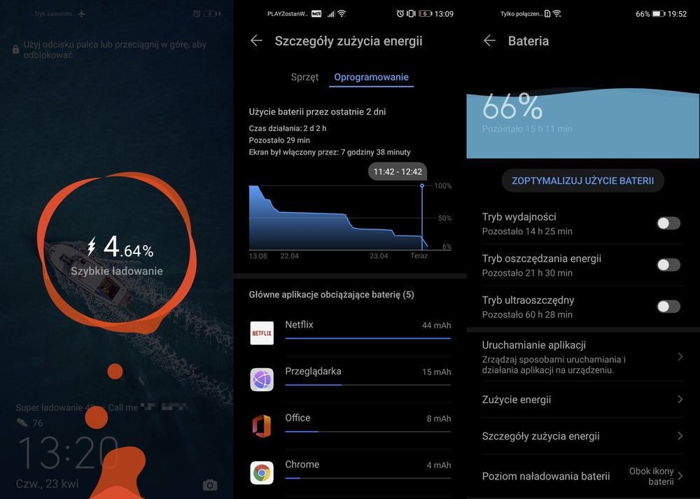 Huawei P40 Lite ładowanie