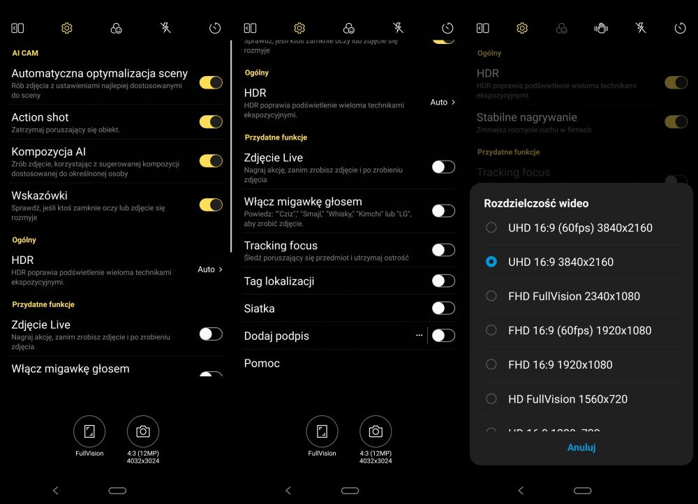 LG G8X ThinQ - aparat menu