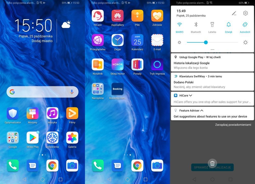 Honor 9X ekran główny powiadomienia