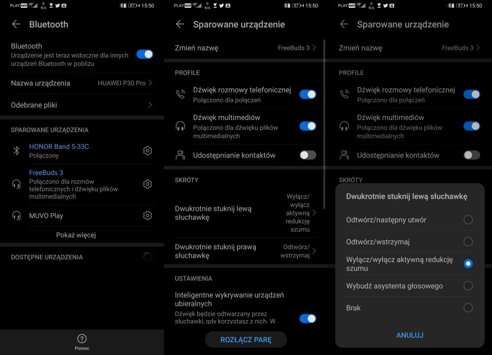 Huawei FreeBuds 3 w systemie