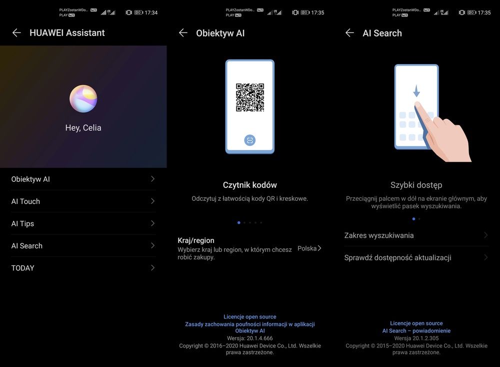 Menu Huawei Assistant w P40 Pro