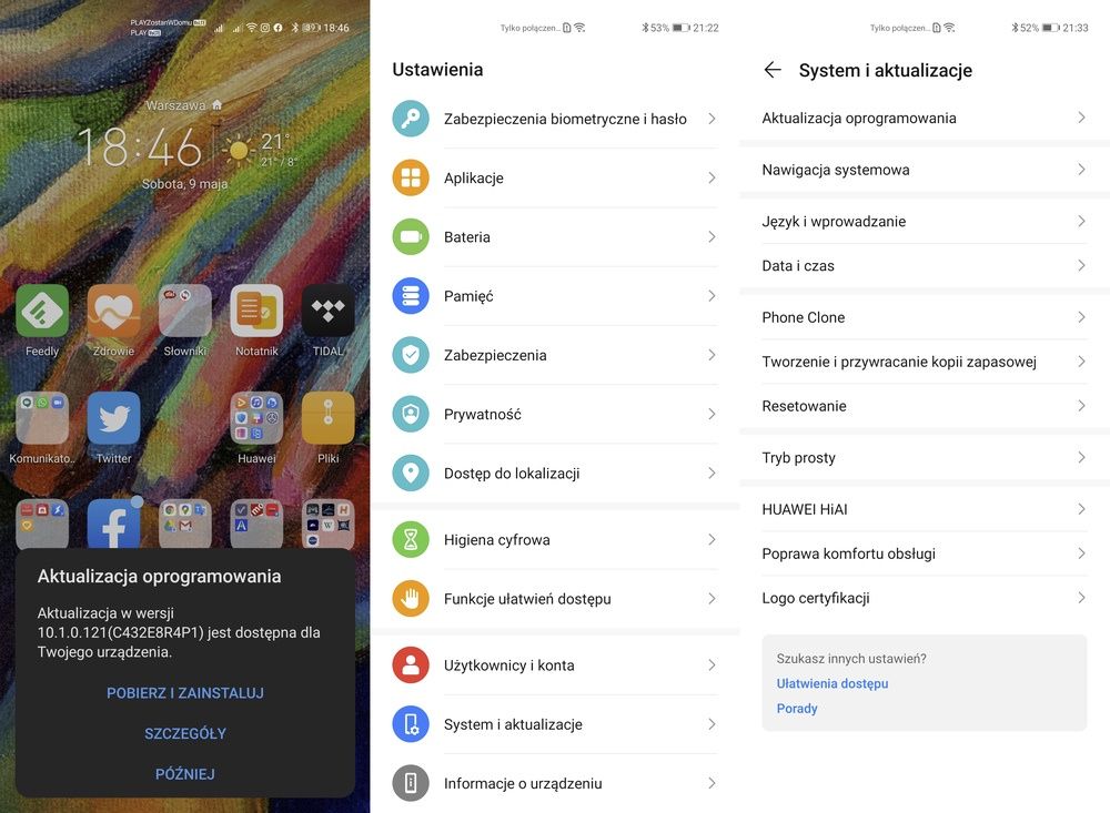 Huawei EMUI 10.1.0.121 aktualizacja
