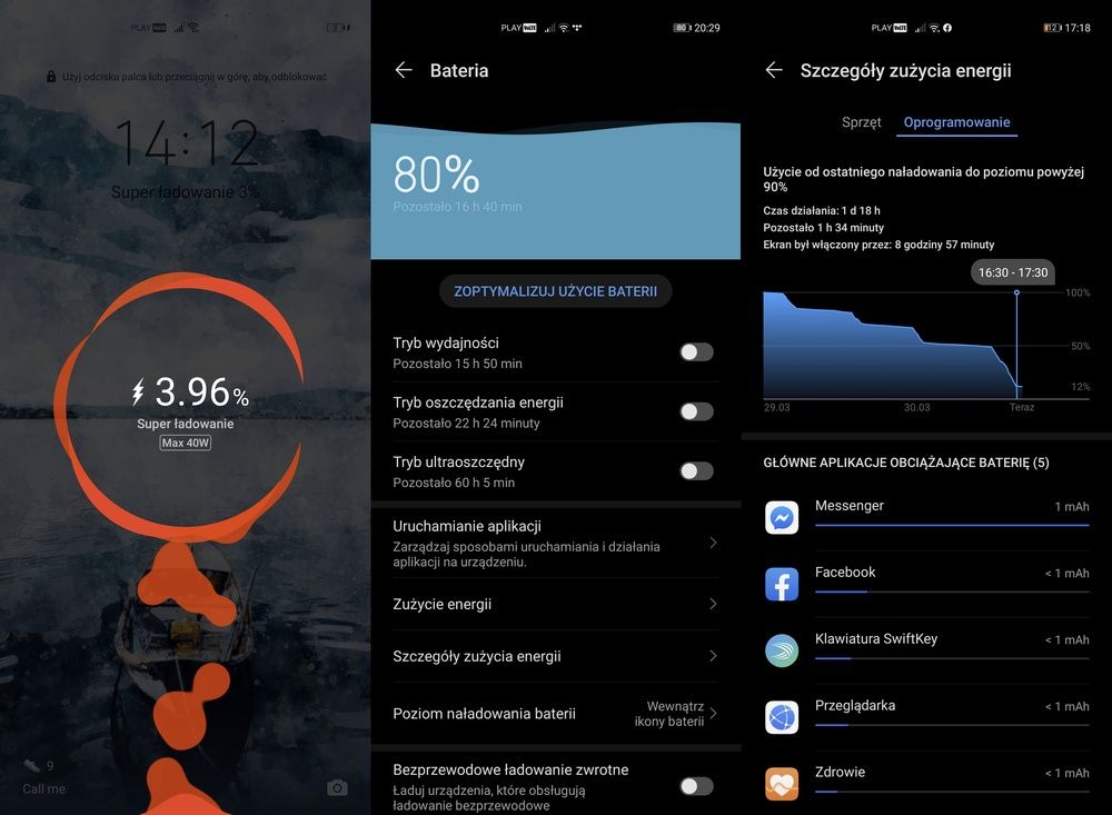 Huawei P40 Pro ładowanie, czas pracy