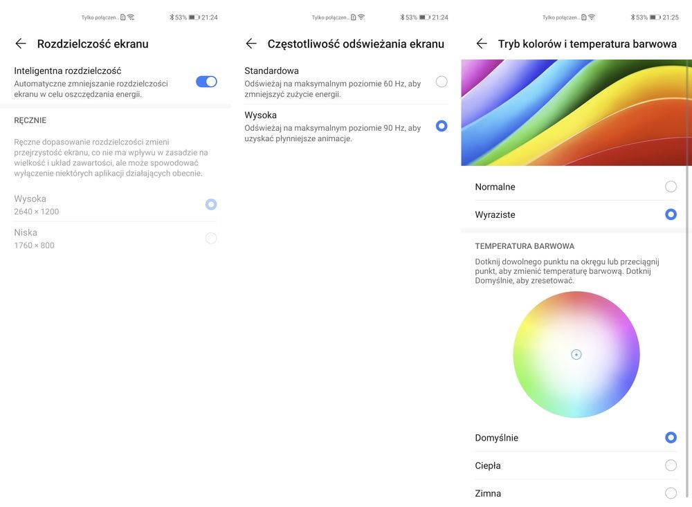 Huawei P40 Pro ustawienia wyświetlacza