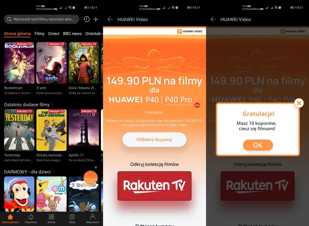 Huawei Video darmowe filmy Rakuten TV