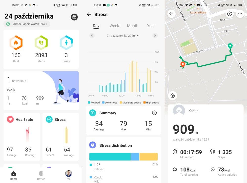 70mai Health app statystyki