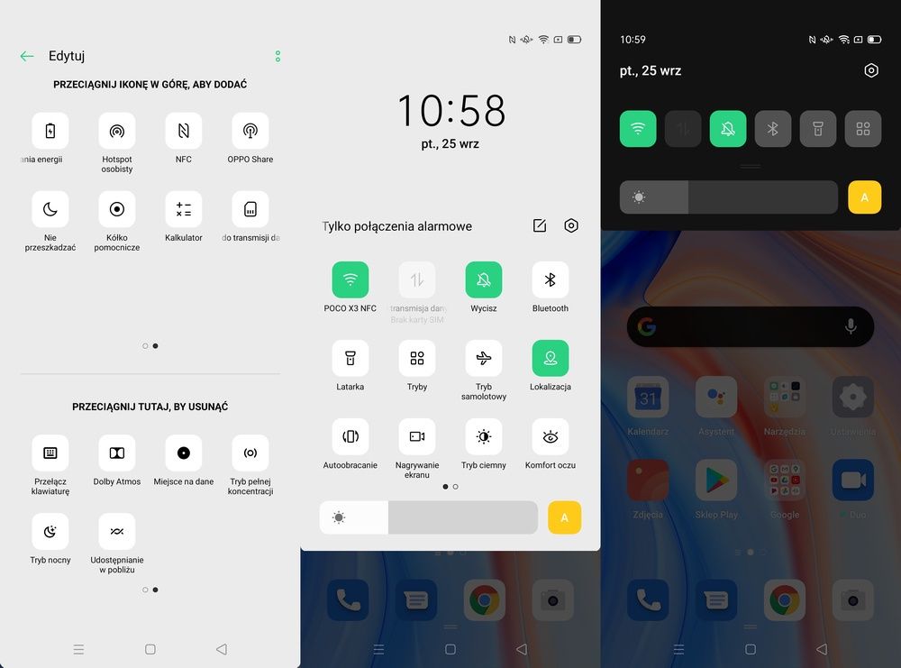 OPPO Reno 4 Pro 5G ColorOS 7.2 menu wysuwane