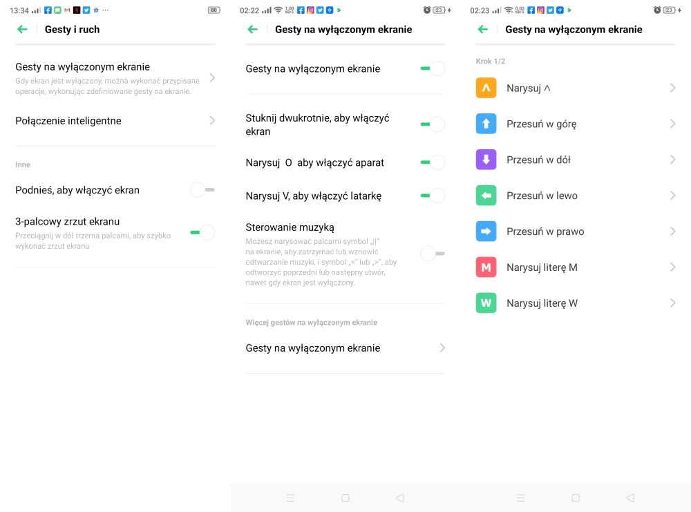 Oppo Reno 2 gesty