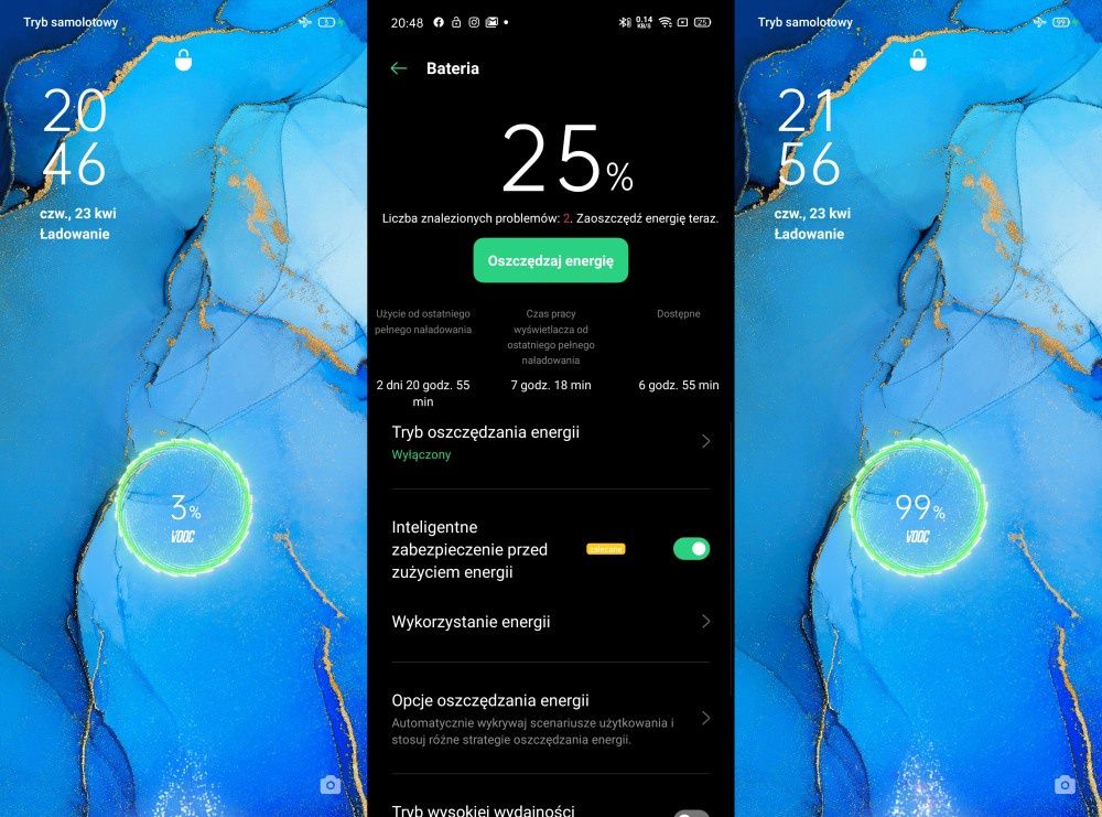Oppo Reno 3 akumulator ładowanie
