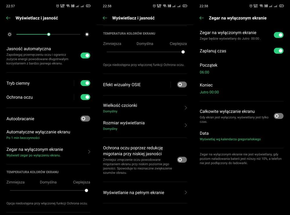 Oppo Reno 3 wyświetlacz ustawienia