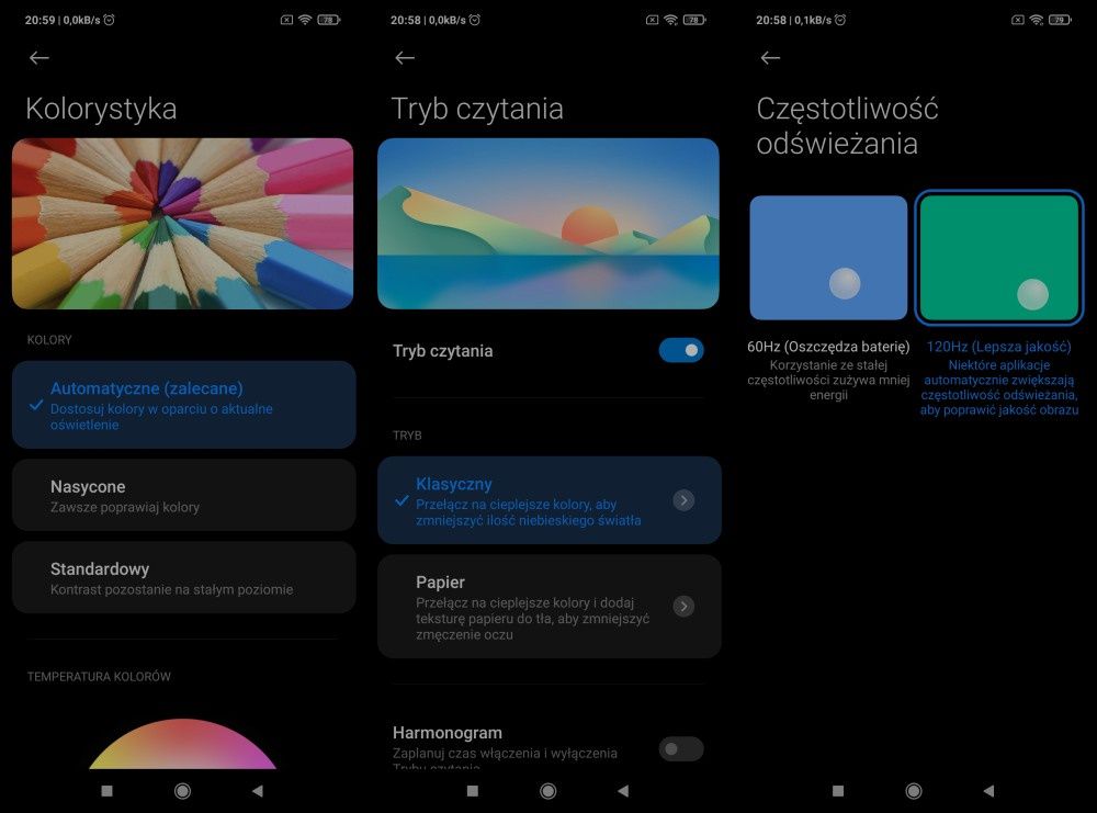 Menu wyświetlacz
