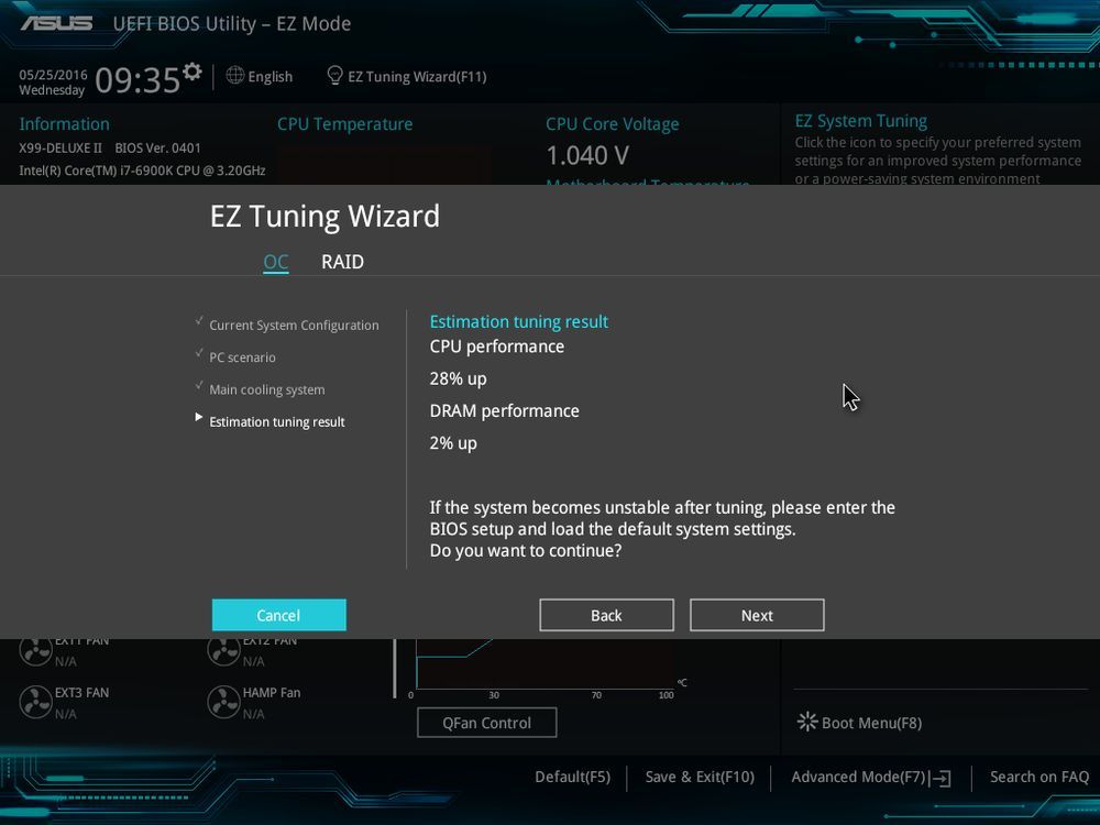 ASUS X99-Deluxe II - UEFI BIOS EZ Tuning Wizard