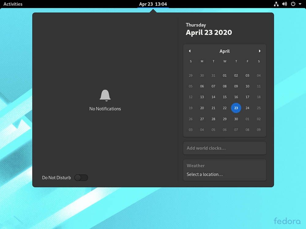 Fedora 32 panel
