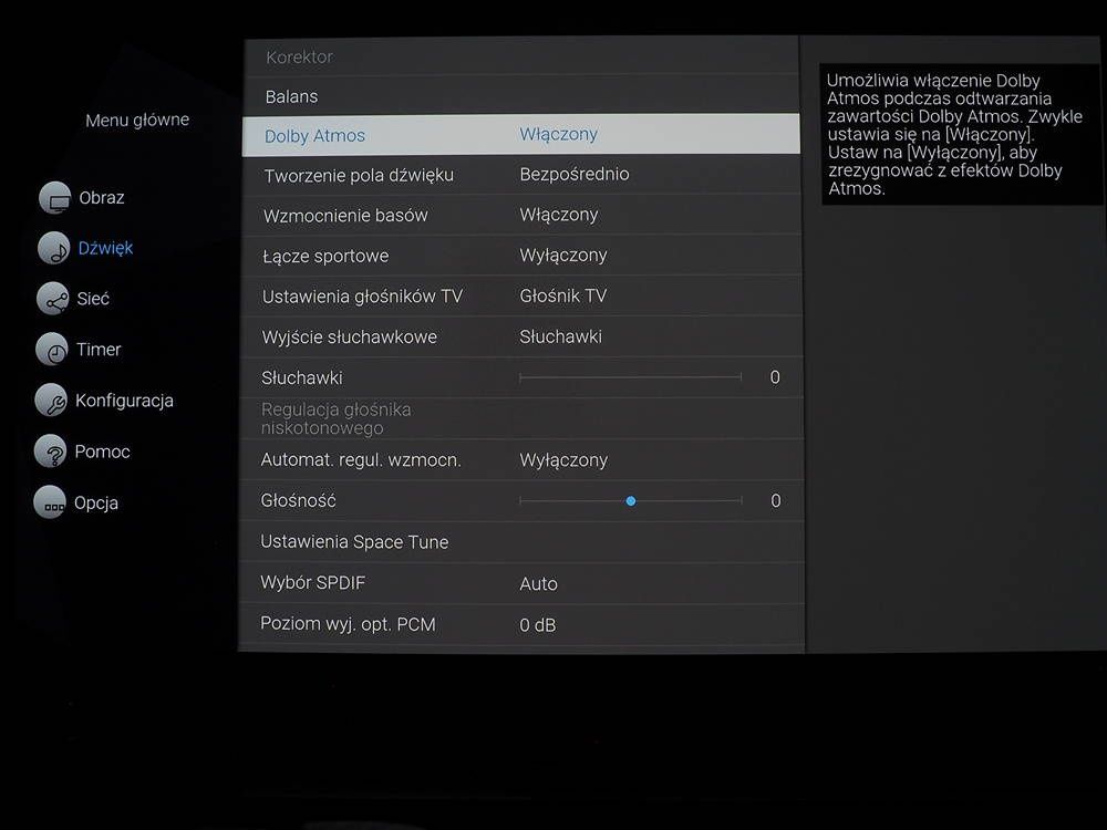 Dolby Atmos w telewizorze Panasonic 65GZ2000