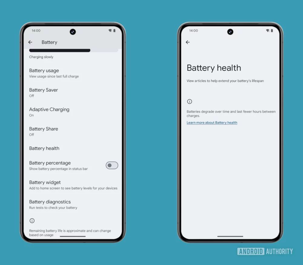 Android 14 - informacje o baterii