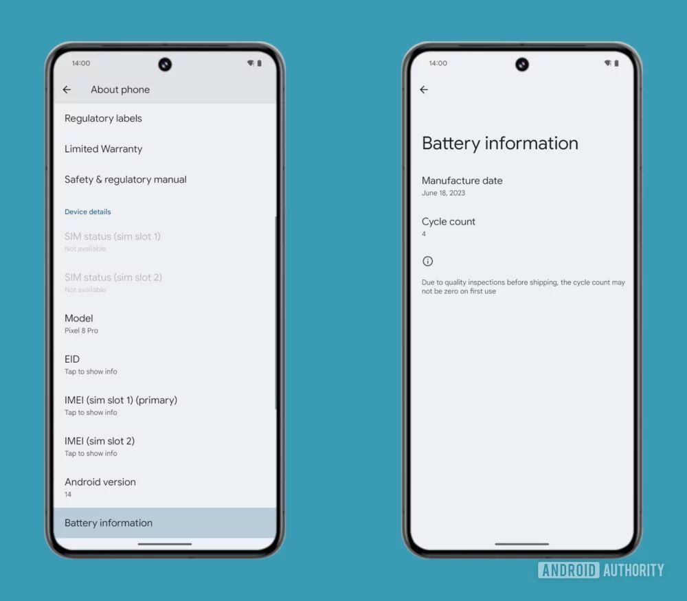 Android 14 - informacje o baterii