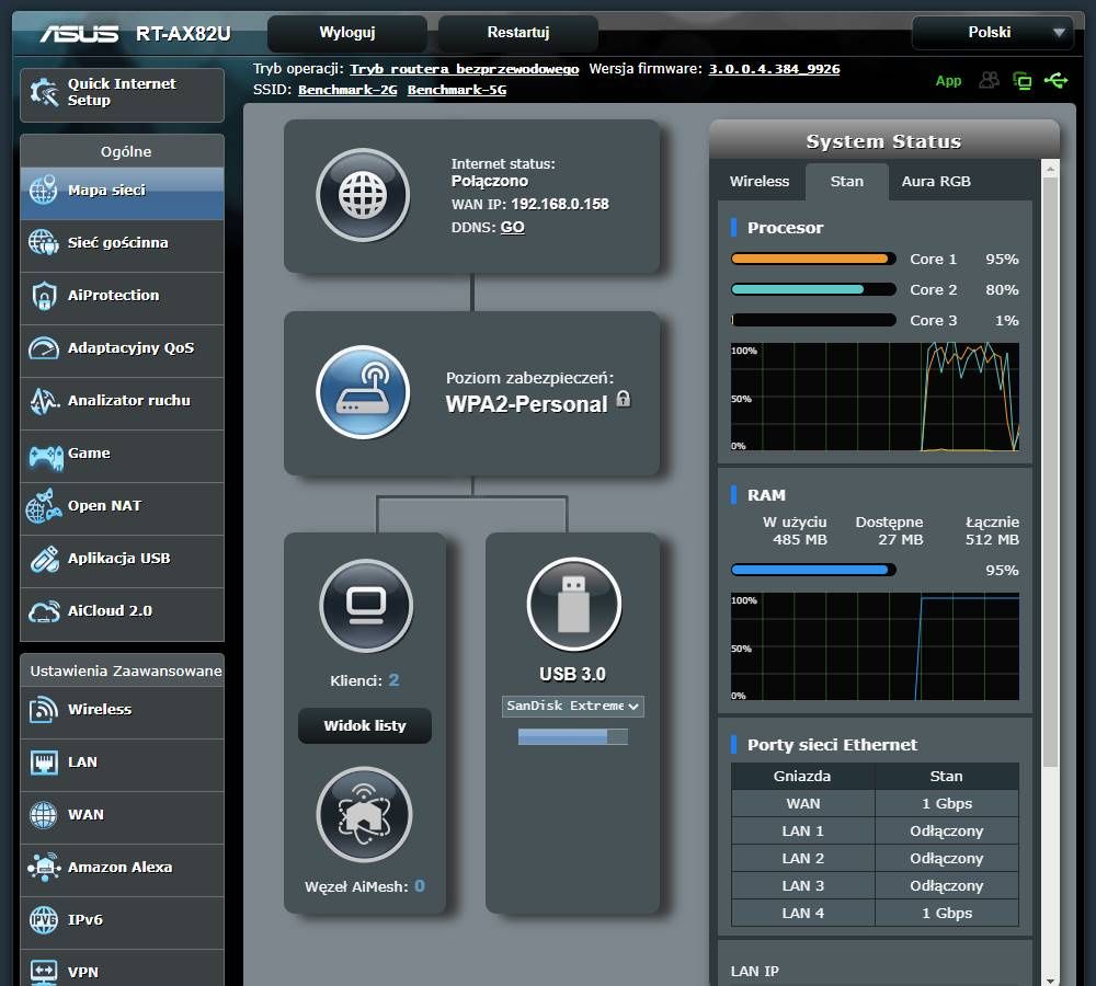 ASUS RT-AX82U - mapa sieci