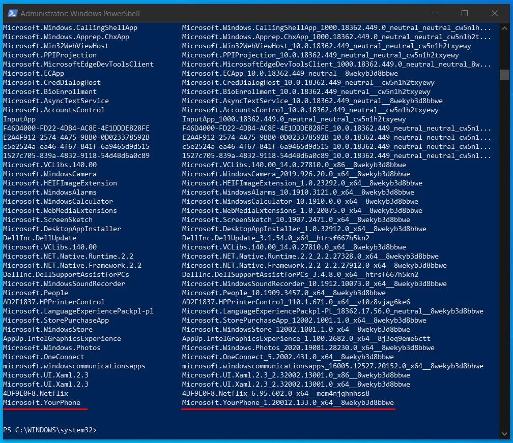 powershell lista programów