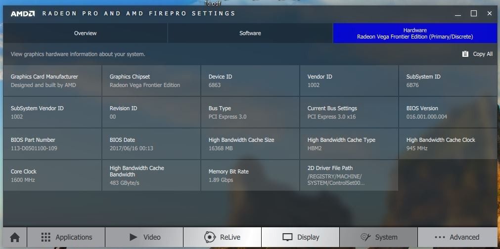 AMD Radeon Vega Frontier Edition