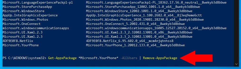 usuwanie aplikacji fabrycznych z Windows