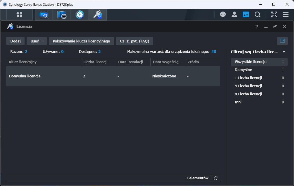 Synology BC500 - licencje