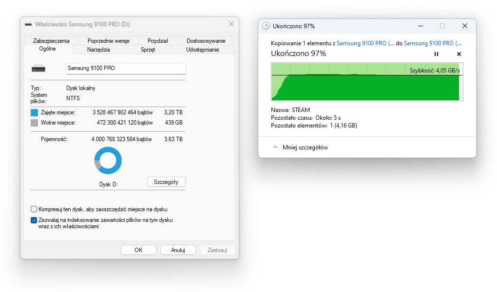 Samsung 9100 PRO 4 TB - kopiowanie po zapełnieniu
