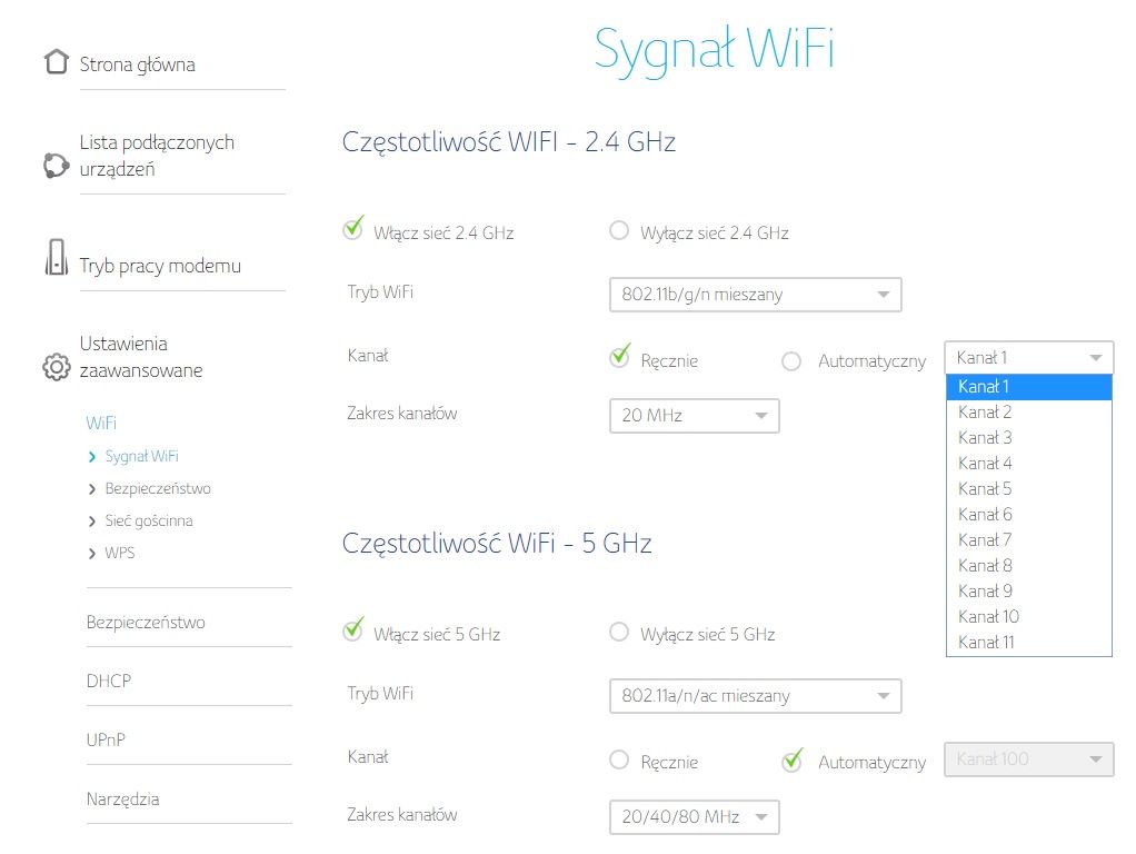 Ustawienia Wi-Fi