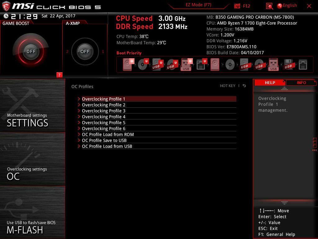 MSI B350 Gaming Pro Carbon - Click BIOS 5