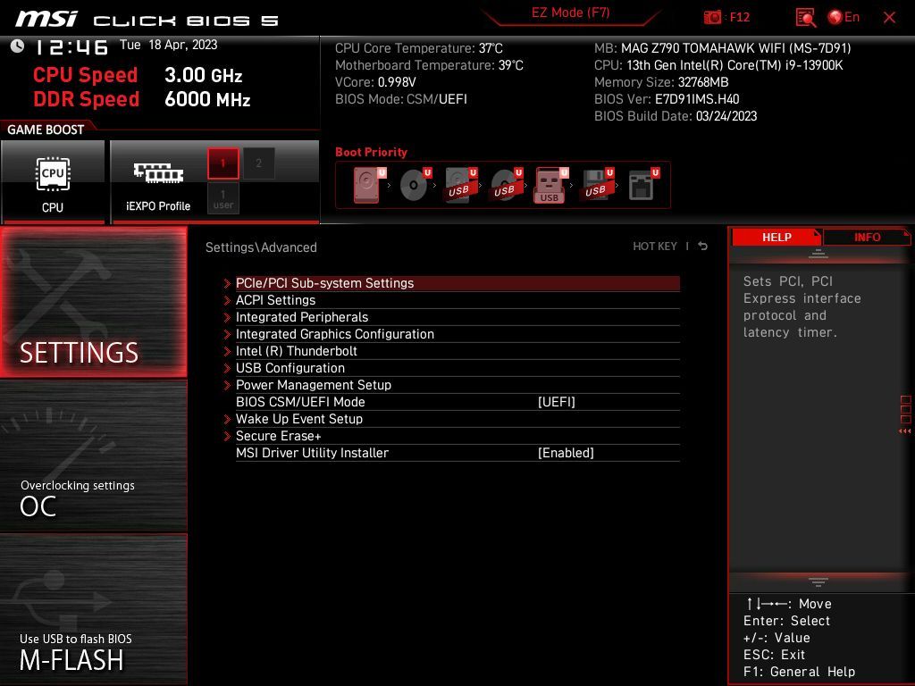 MSI MAG Z790 Tomahawk WIFI - Click BIOS 5