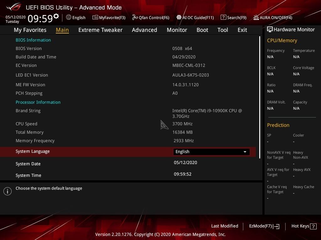 ASUS ROG Maximus XII HERO (Wi-Fi) -  UEFI BIOS część 1