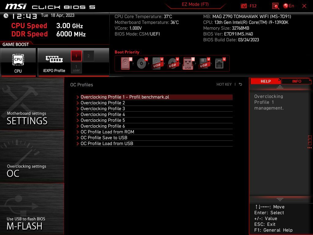 MSI MAG Z790 Tomahawk WIFI - Click BIOS 5