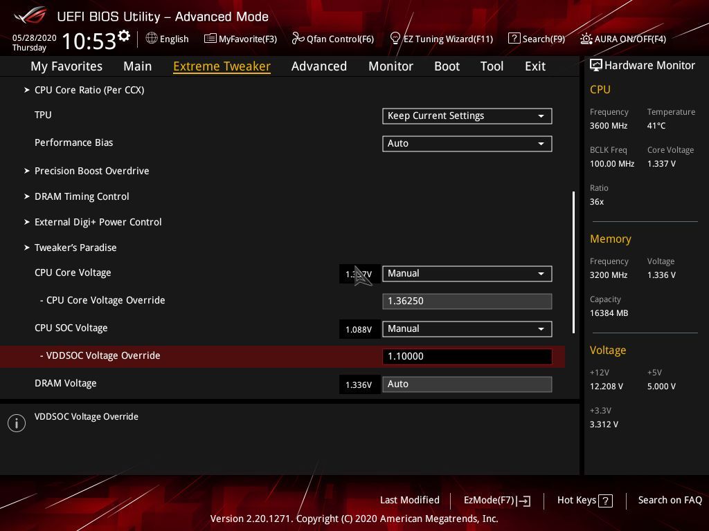 AMD Ryzen 5 3600 - podkręcanie w ASUS UEFI