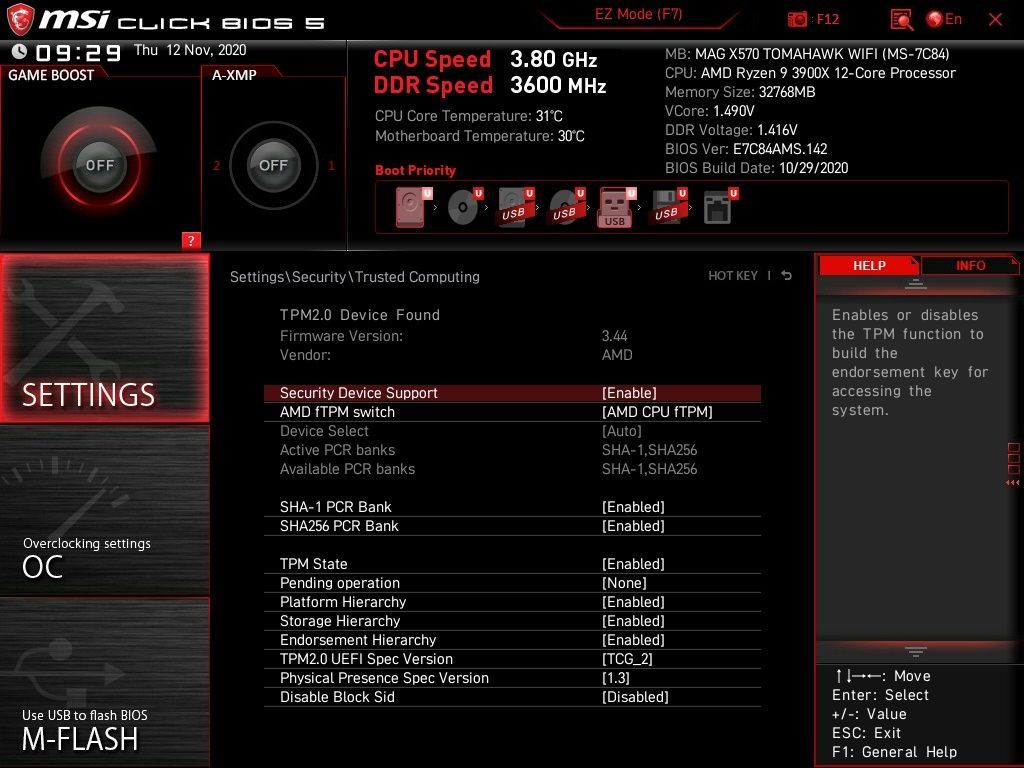 UEFI BIOS - jak włączyć fTPM