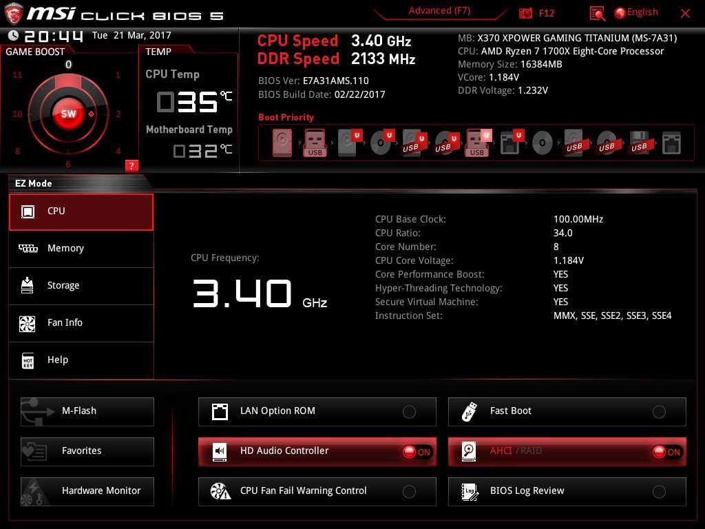 MSI X370 XPower Titanium Gaming - UEFI
