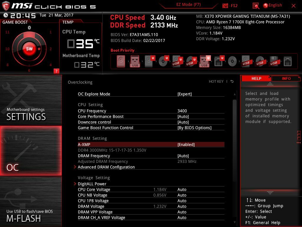 MSI X370 XPower Titanium Gaming - UEFI