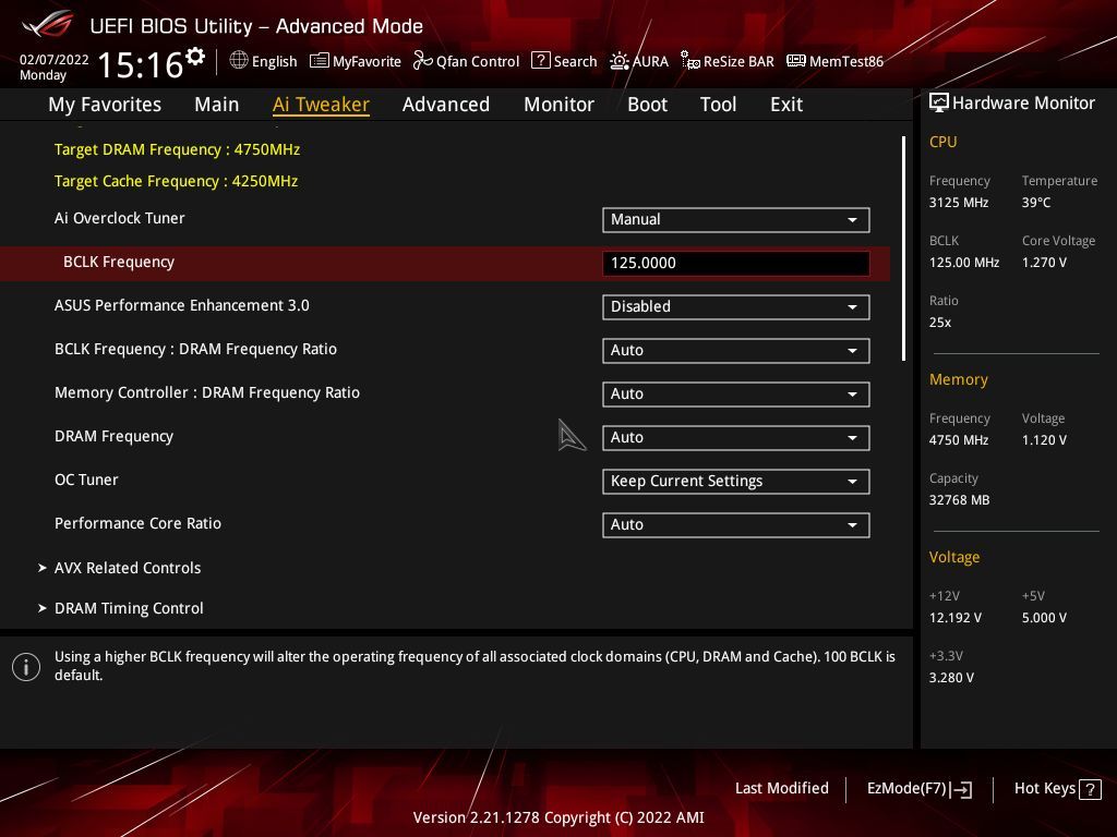 ASUS UEFI - podkręcanie zablokowanego procesora