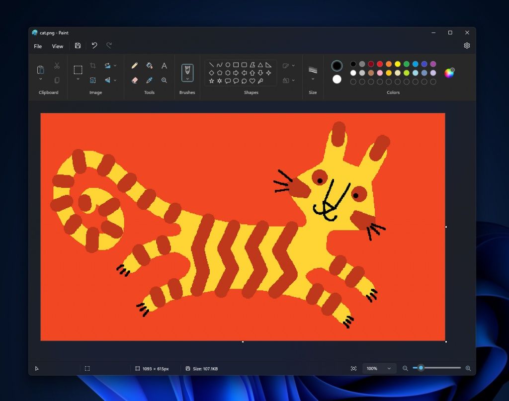tryb ciemny w Paint