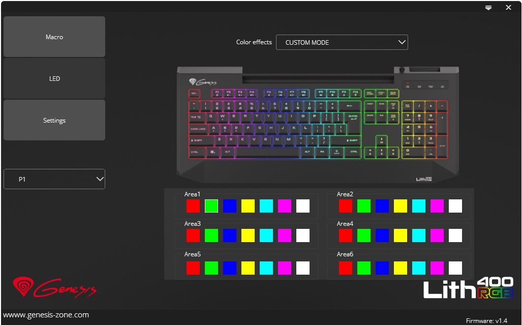 Genesis Lith 400 RGB - sterowanie podświetleniem