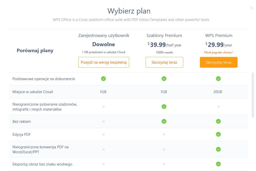 WPS Office ceny