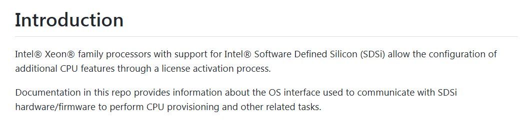 Intel Software Defined Silicon (SDSi)